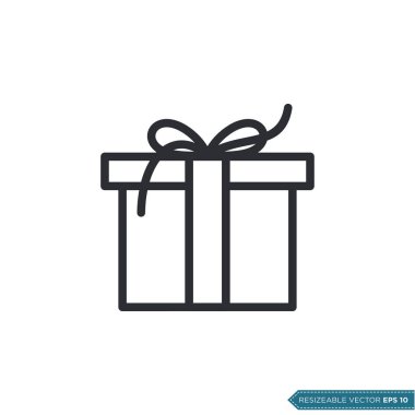 Hediye Kutusu Simgesi Şablonu Düz Çizim Tasarımı EPS 10