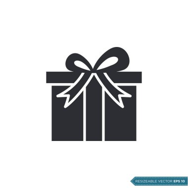 Hediye Kutusu Simgesi Şablonu Düz Çizim Tasarımı EPS 10
