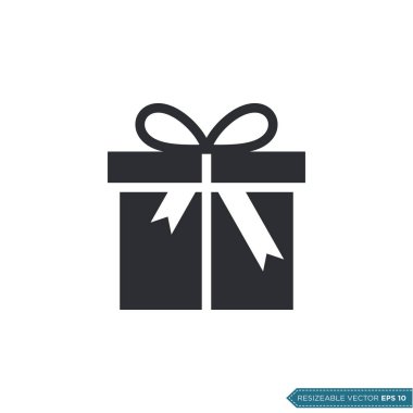 Hediye Kutusu Simgesi Şablonu Düz Çizim Tasarımı EPS 10