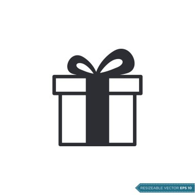 Hediye Kutusu Simgesi Şablonu Düz Çizim Tasarımı EPS 10