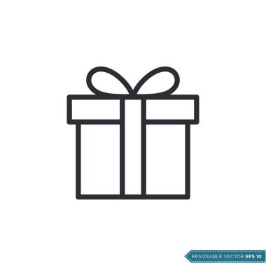 Hediye Kutusu Simgesi Şablonu Düz Çizim Tasarımı EPS 10