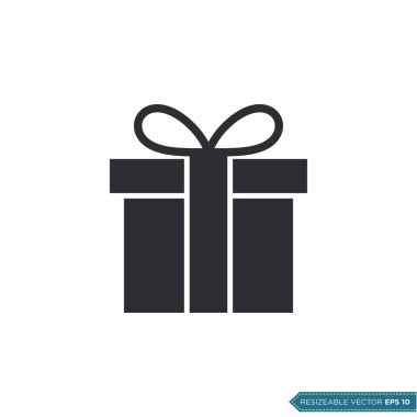 Hediye Kutusu Simgesi Şablonu Düz Çizim Tasarımı EPS 10