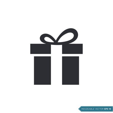 Hediye Kutusu Simgesi Şablonu Düz Çizim Tasarımı EPS 10
