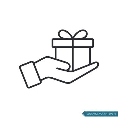 Bekleyen Hediye Kutusu Simgesi Şablonu Düz Tasarım EPS 10