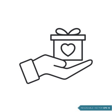 Bekleyen Hediye Kutusu Simgesi Şablonu Düz Tasarım EPS 10