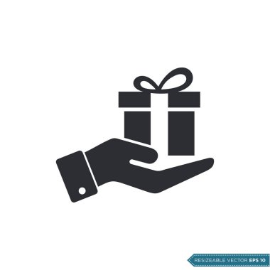 Bekleyen Hediye Kutusu Simgesi Şablonu Düz Tasarım EPS 10