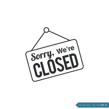 Kapalı İmza Simgesi Vektör Şablonu Düz Çizim Tasarımı EPS 10