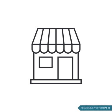 Dükkan Simgesi Vektörü. Store Building Design Şablon Çizim Tasarımı. EPS 10