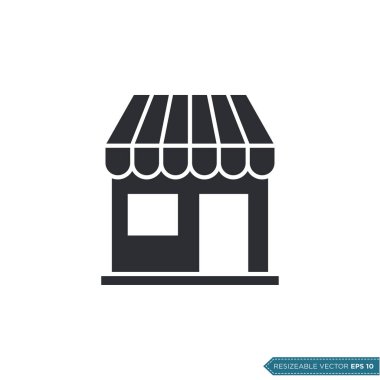 Dükkan Simgesi Vektörü. Store Building Design Şablon Çizim Tasarımı. EPS 10