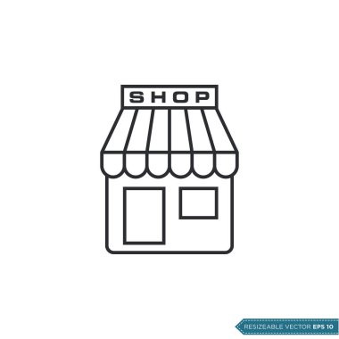Dükkan Simgesi Vektörü. Store Building Design Şablon Çizim Tasarımı. EPS 10
