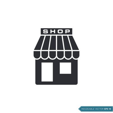Dükkan Simgesi Vektörü. Store Building Design Şablon Çizim Tasarımı. EPS 10