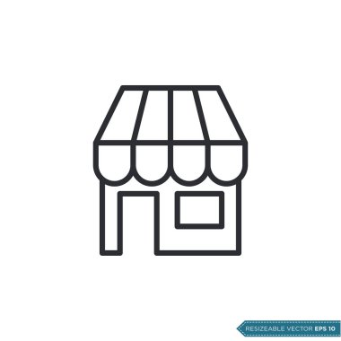 Dükkan Simgesi Vektörü. Store Building Design Şablon Çizim Tasarımı. EPS 10
