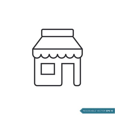 Dükkan Simgesi Vektörü. Store Building Design Şablon Çizim Tasarımı. EPS 10