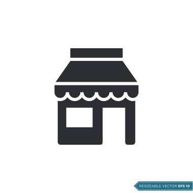 Dükkan Simgesi Vektörü. Store Building Design Şablon Çizim Tasarımı. EPS 10