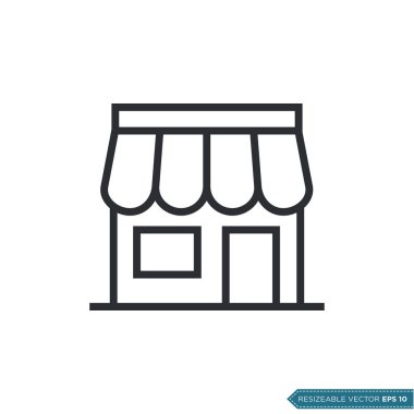 Dükkan Simgesi Vektörü. Store Building Design Şablon Çizim Tasarımı. EPS 10