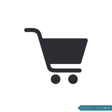 Trolley Cart Simge Vektör Şablonu Düz Çizim Tasarımı EPS 10