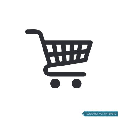 Trolley Cart Simge Vektör Şablonu Düz Çizim Tasarımı EPS 10