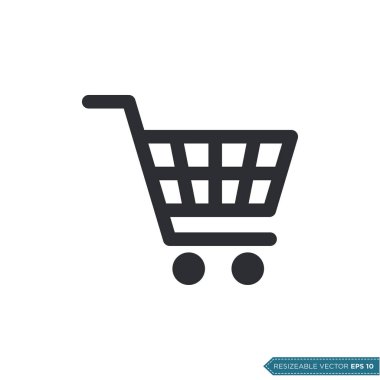 Trolley Cart Simge Vektör Şablonu Düz Çizim Tasarımı EPS 10