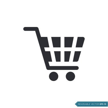 Trolley Cart Simge Vektör Şablonu Düz Çizim Tasarımı EPS 10