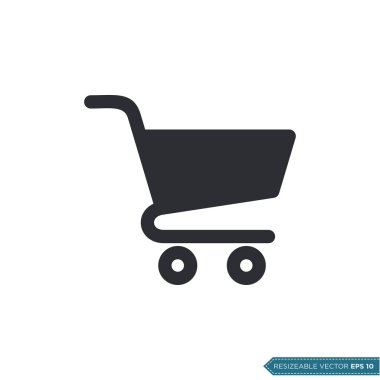 Trolley Cart Simge Vektör Şablonu Düz Çizim Tasarımı EPS 10