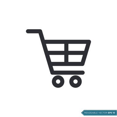 Trolley Cart Simge Vektör Şablonu Düz Çizim Tasarımı EPS 10