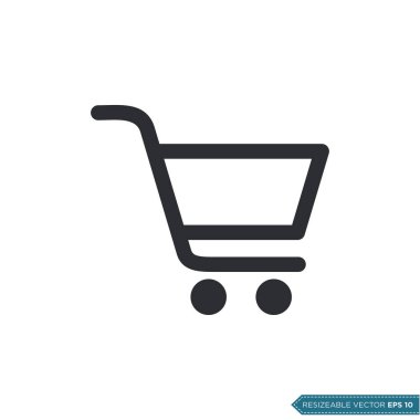 Trolley Cart Simge Vektör Şablonu Düz Çizim Tasarımı EPS 10