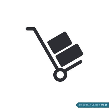 Trolley Kargo Simgesi Vektör Şablonu Düz Çizim Tasarımı EPS 10