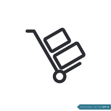 Trolley Kargo Simgesi Vektör Şablonu Düz Çizim Tasarımı EPS 10