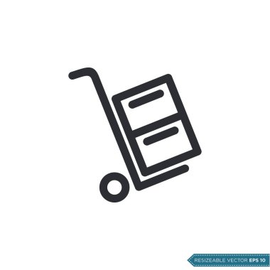 Trolley Kargo Simgesi Vektör Şablonu Düz Çizim Tasarımı EPS 10