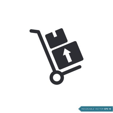 Trolley Kargo Simgesi Vektör Şablonu Düz Çizim Tasarımı EPS 10