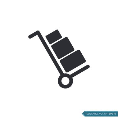 Trolley Kargo Simgesi Vektör Şablonu Düz Çizim Tasarımı EPS 10