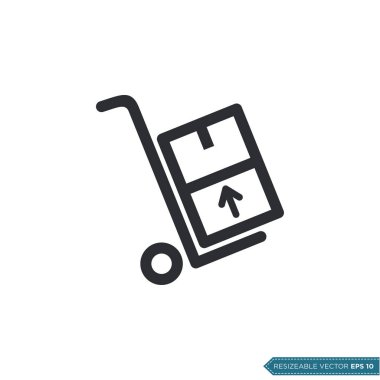 Trolley Kargo Simgesi Vektör Şablonu Düz Çizim Tasarımı EPS 10