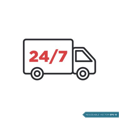 Ücretsiz, Hızlı Teslimat Servisi, Lojistik Taşıma Simgesi Şablonu Düz Tasarım EPS 10