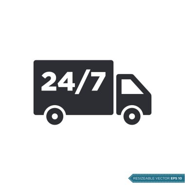 Ücretsiz, Hızlı Teslimat Servisi, Lojistik Taşıma Simgesi Şablonu Düz Tasarım EPS 10