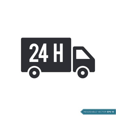 Ücretsiz, Hızlı Teslimat Servisi, Lojistik Taşıma Simgesi Şablonu Düz Tasarım EPS 10