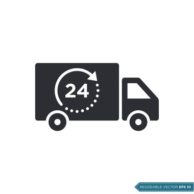 Ücretsiz, Hızlı Teslimat Servisi, Lojistik Taşıma Simgesi Şablonu Düz Tasarım EPS 10