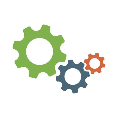 Gear Simgesi Vektör Şablonu, Düz Tasarım Mühendislik Çarkları Çizim Tasarımı