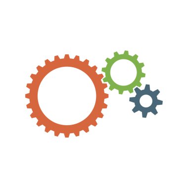 Gear Simgesi Vektör Şablonu, Düz Tasarım Mühendislik Çarkları Çizim Tasarımı