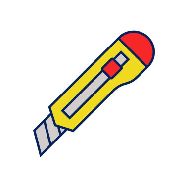 Kesici Bıçak Kırtasiyesi Simge Vektör Şablonu Çizim Tasarımı