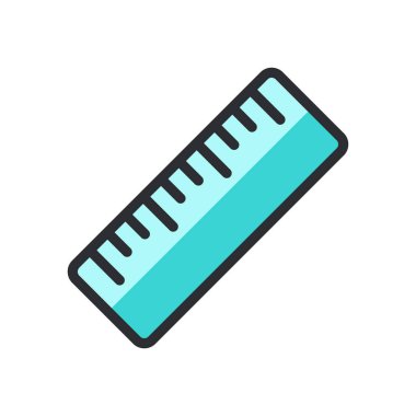 Cetvel Kırtasiyesi Simge Vektör Şablonu Çizim Tasarımı