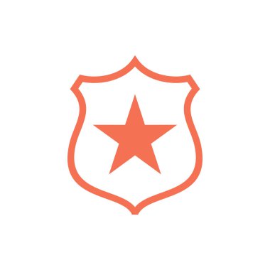 Yıldız Kalkanı Pictogram Simge Şablonu Çizim Tasarımı