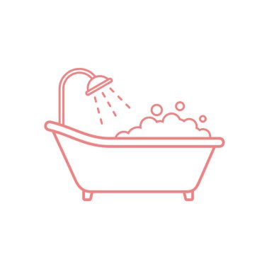 Küvet Simgesi Vektör Şablonu Çizim Tasarımı