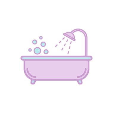 Küvet Simgesi Vektör Şablonu Çizim Tasarımı