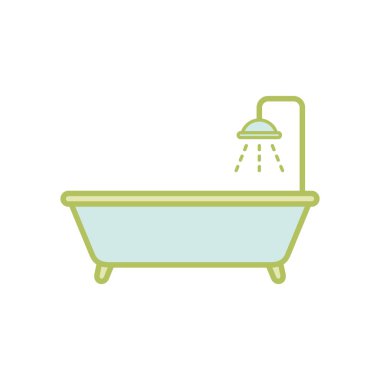 Küvet Simgesi Vektör Şablonu Çizim Tasarımı