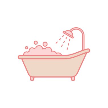 Küvet Simgesi Vektör Şablonu Çizim Tasarımı