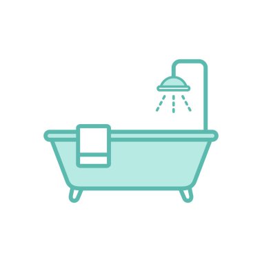 Küvet Simgesi Vektör Şablonu Çizim Tasarımı