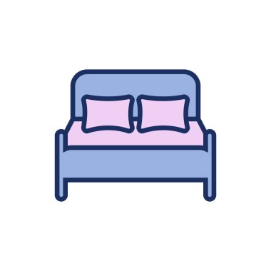 Yatak Simgesi Vektör Şablonu Çizim Tasarımı