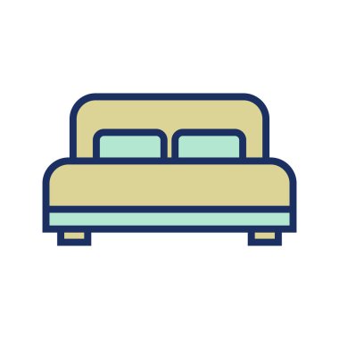 Yatak Simgesi Vektör Şablonu Çizim Tasarımı