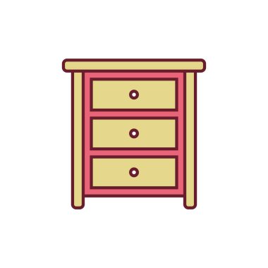 Kabine Çekmeceleri Simge Vektör Şablonu Çizim Tasarımı