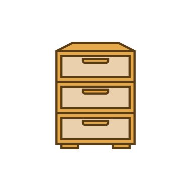 Kabine Çekmeceleri Simge Vektör Şablonu Çizim Tasarımı